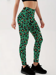 Leopard Print Yoga Sports Leggings High Stretch Running Workout Gym Tight Pants