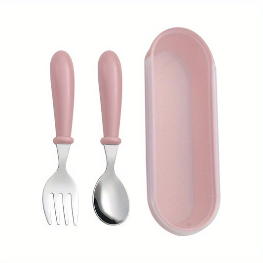 Kids' Portable Stainless Steel Spoon Fork Set