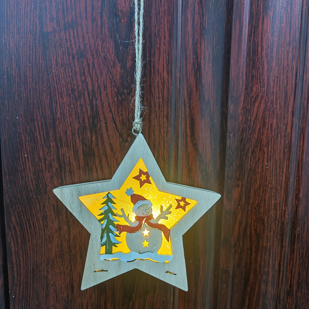 Wooden Christmas Ornaments Angel Snowman Tree Pendant