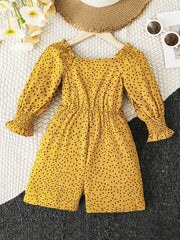 Girls Polka Dot Puff Sleeve Jumpsuit