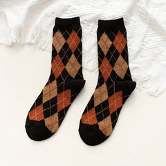 Argyle Print Socks College Style Women's Stockings