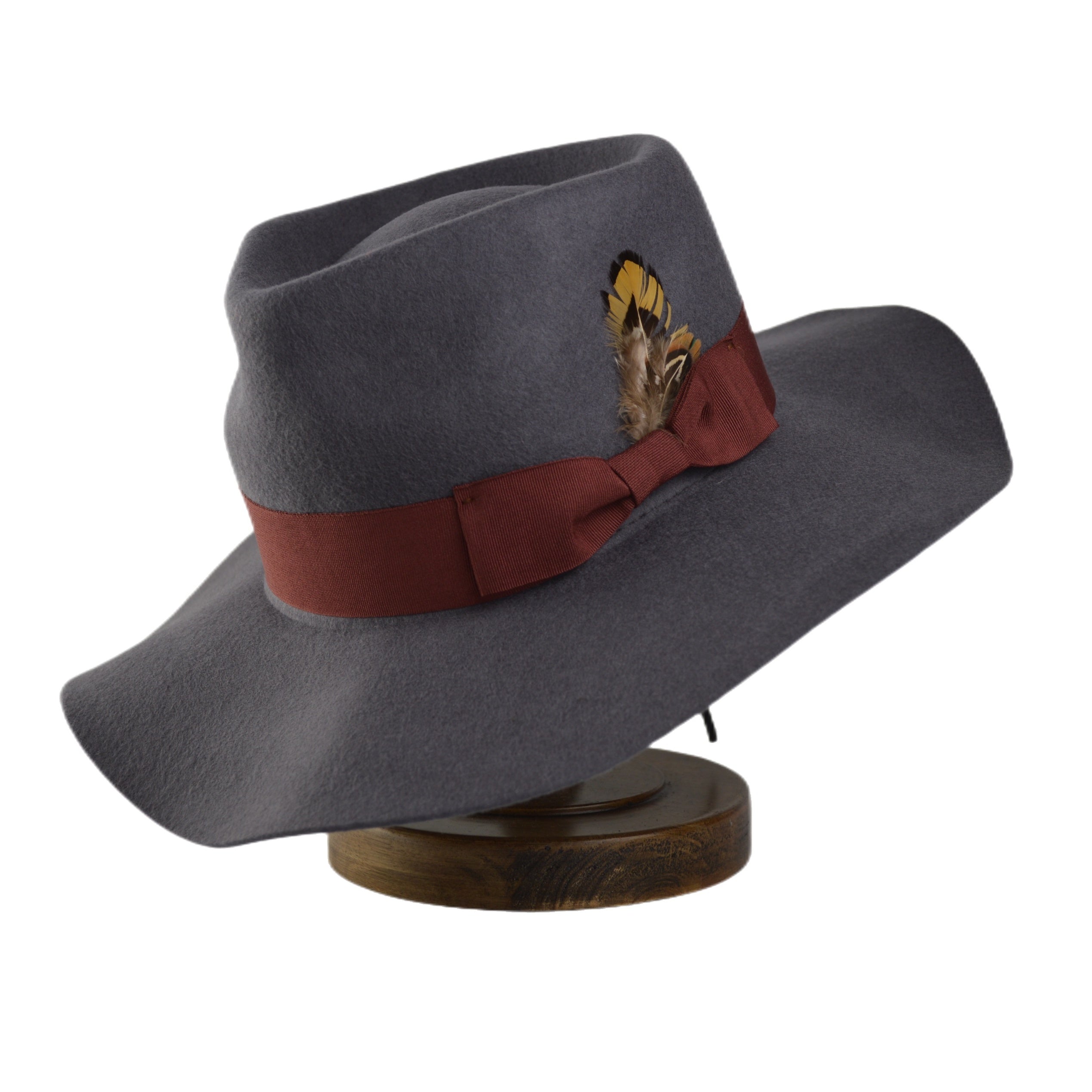 Pure Wool Felt Hat Monochrome Tweed Spell Cap Belt With Accessories