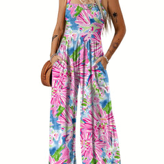 Solid Wide Leg Jumpsuit Sleeveless for Spring & Summer