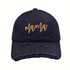 Mama Embroidery Ripped Baseball Cap Dad Hats Lightweight Sun Hat