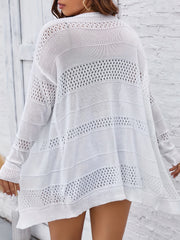 Solid Hollow Out Long Sleeve Cardigan