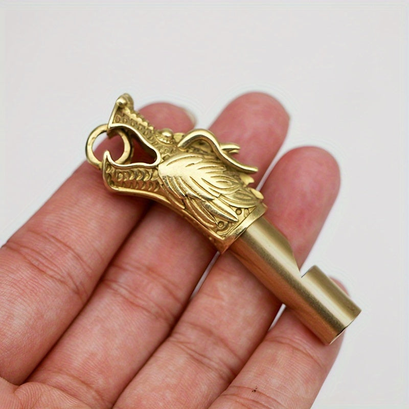 Pure Brass Whistle Keychain Outdoor Survival Tool