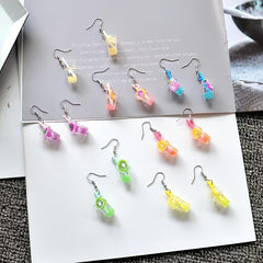 Luminous Fruit Cup Earrings Beverage Bottle Milk Tea Cookie Dice Earrings