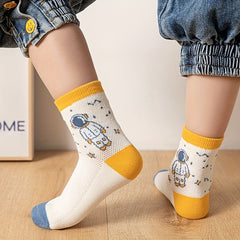 Kids Cartoon Space Pattern Crew Socks Spring Autumn