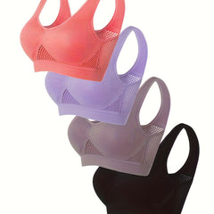 4 Pack Plus Size Sports Bra Set - Women's Plus Solid Wireless
