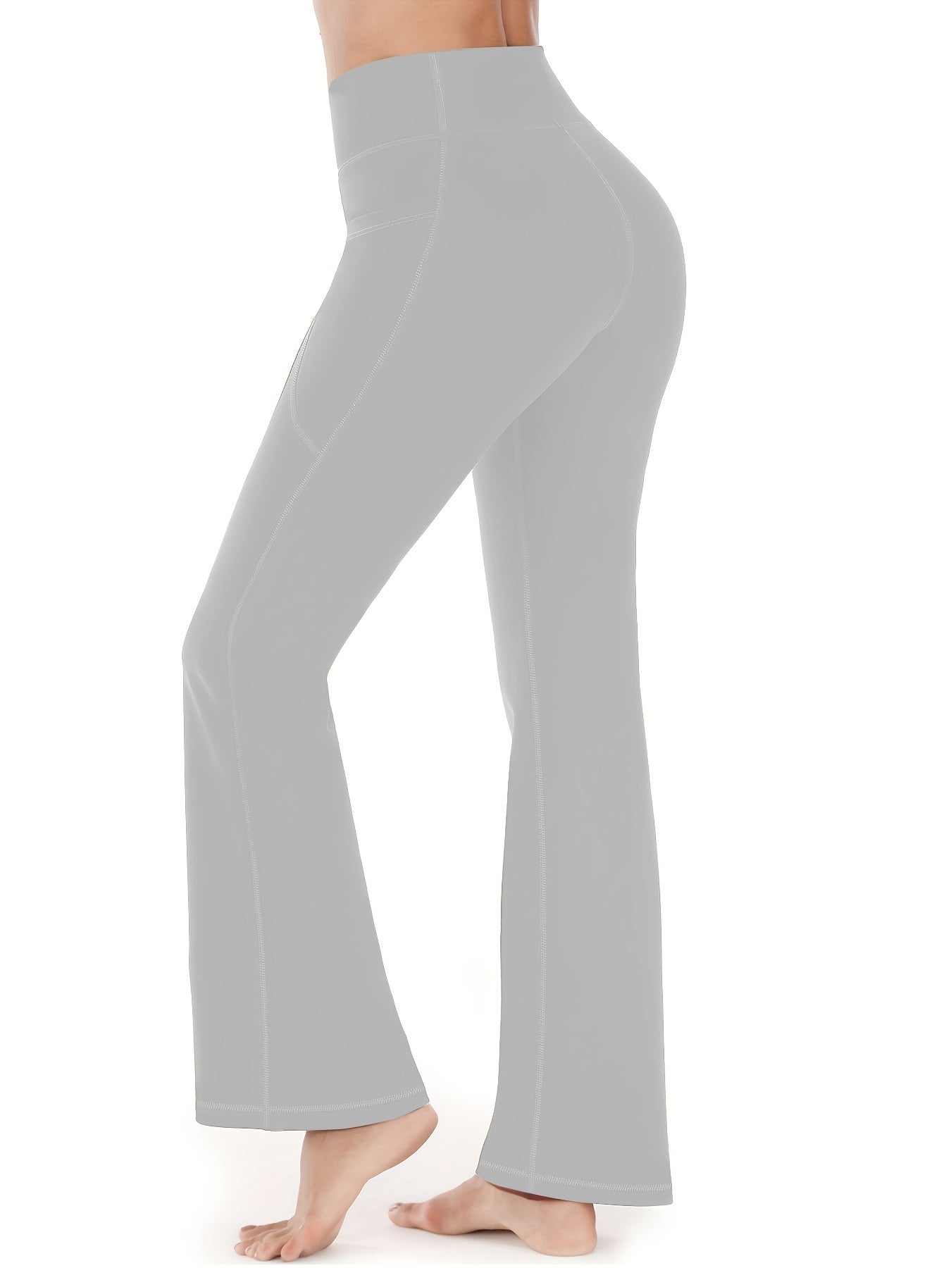 Women's Flare Leggings With Pockets Bootcut Yoga Pants High Waist Tummy Control