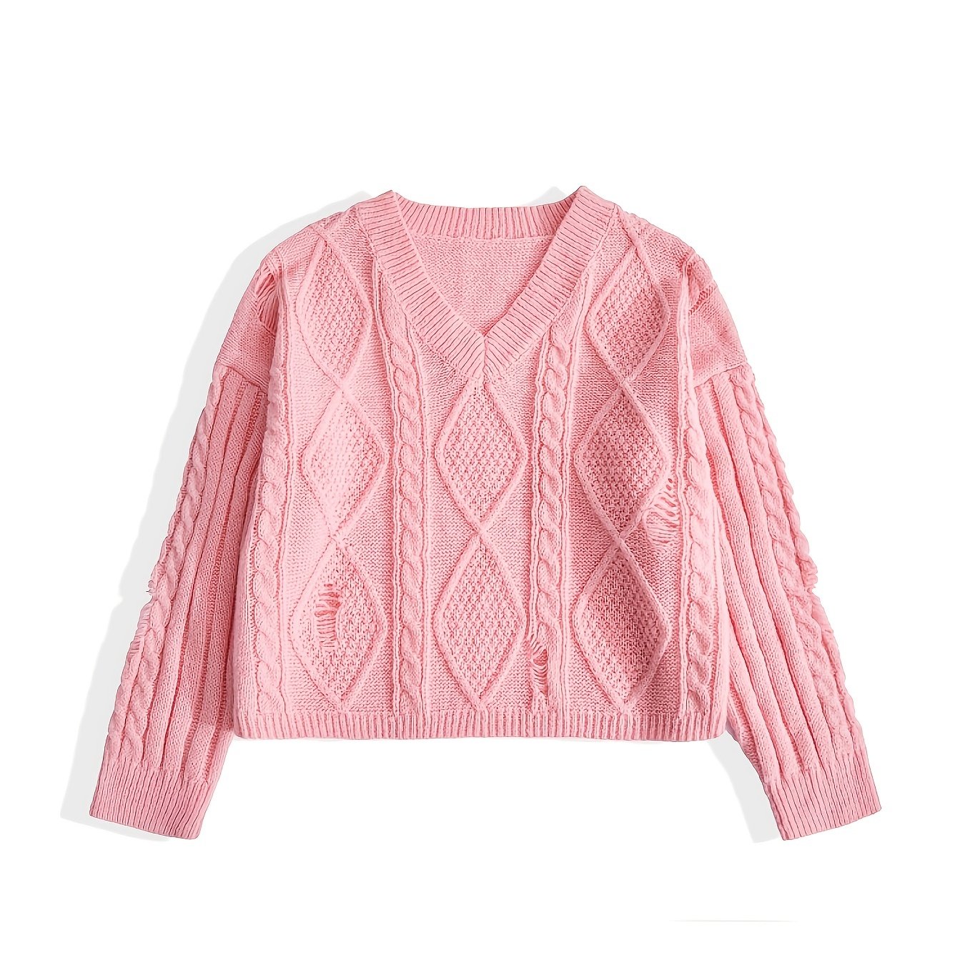 V Neck Long Sleeve Pullover Sweater