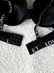 Letter Print Push Up Bra Breathable Adjustable Women's Lingerie