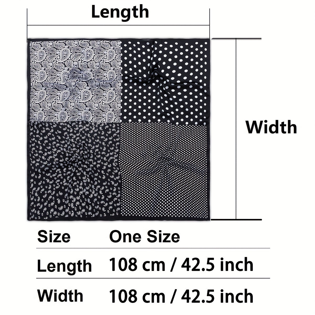 Dotted Paisley Print Bandana Silk Scarf Hair Accessories