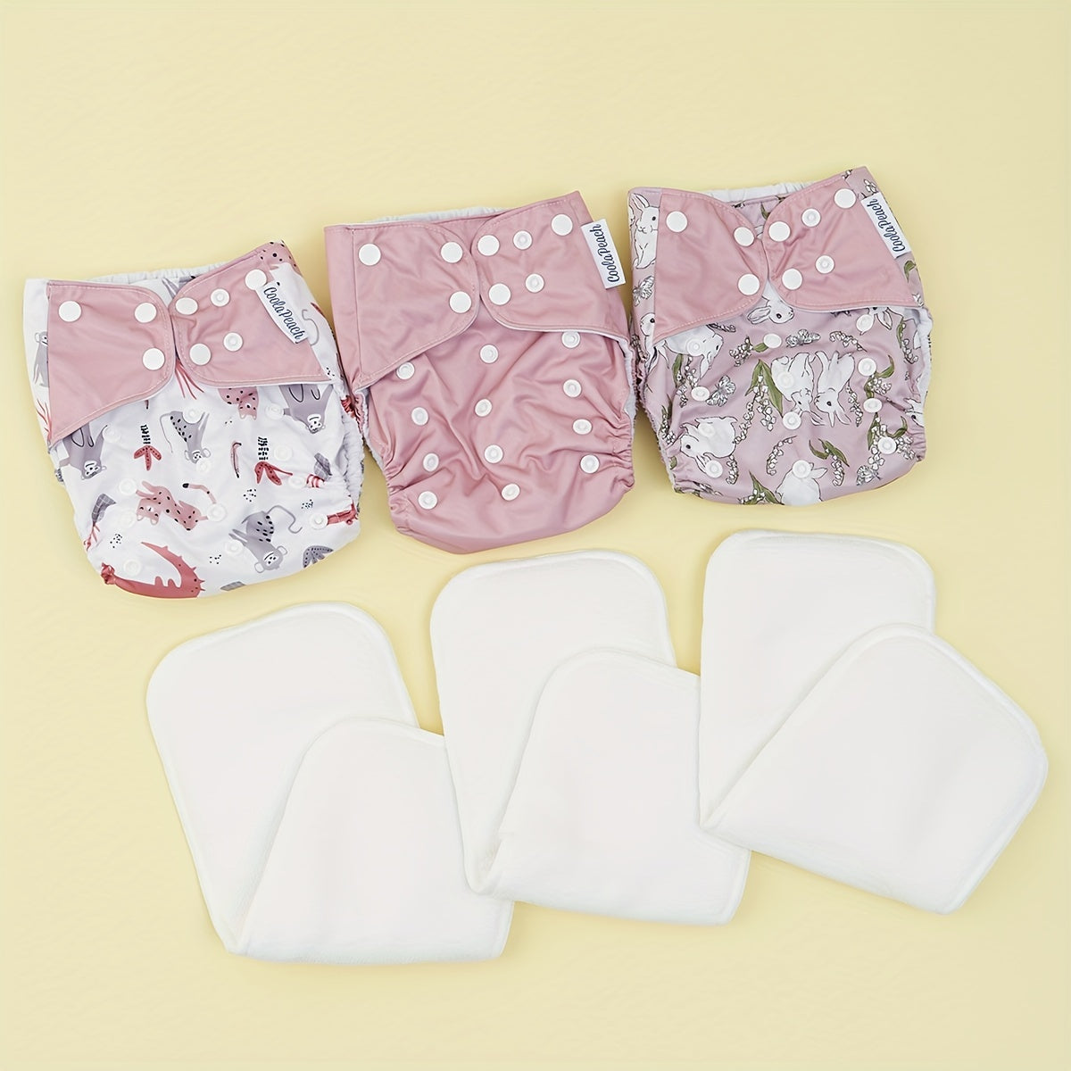 3pcs Eco-friendly Washable Baby Cloth Diaper Set with Inserts