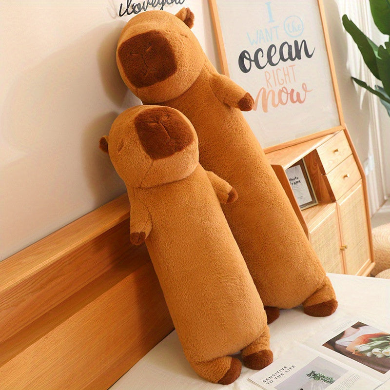 Cute Capybara Plush Standing Pillow for Home Decor - Dark Brown