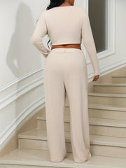 Ribbed Knit Crop Top & Pants Set