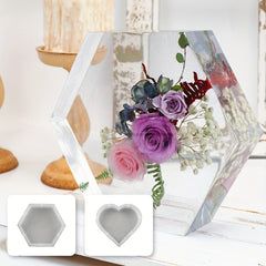 Silicone Epoxy Resin Molds Hexagon Heart Shape DIY Flower Preservation Art Craft