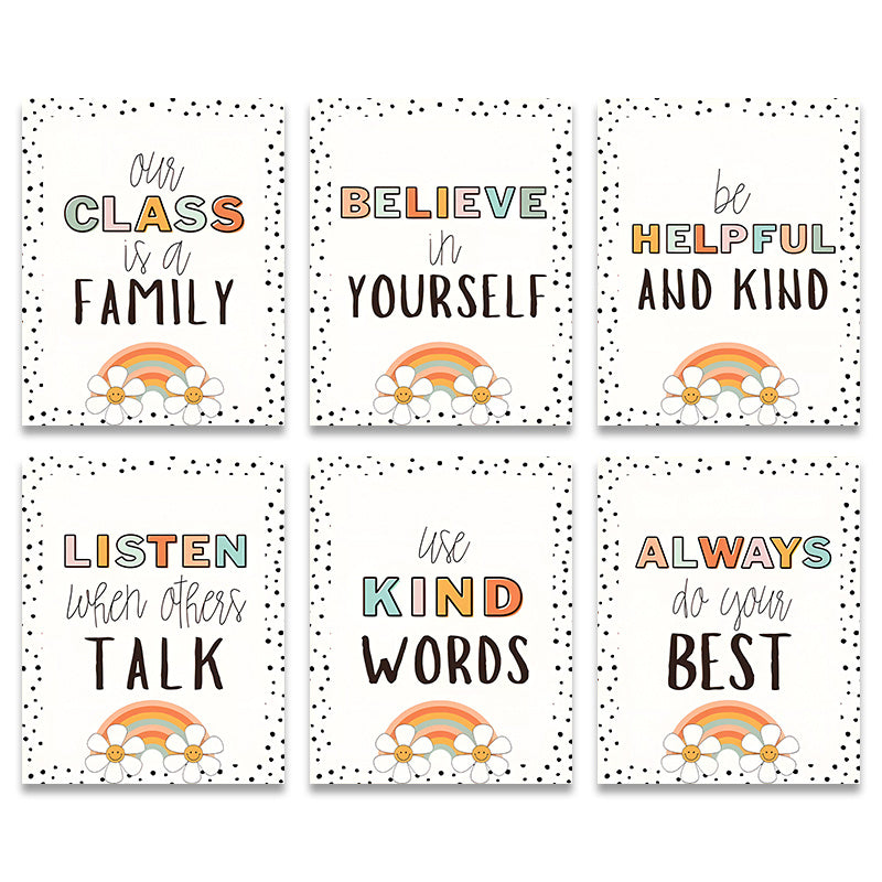 Boho Classroom Rules Poster Set, Middle School Classroom Decor