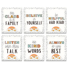 Boho Classroom Rules Poster Set, Middle School Classroom Decor
