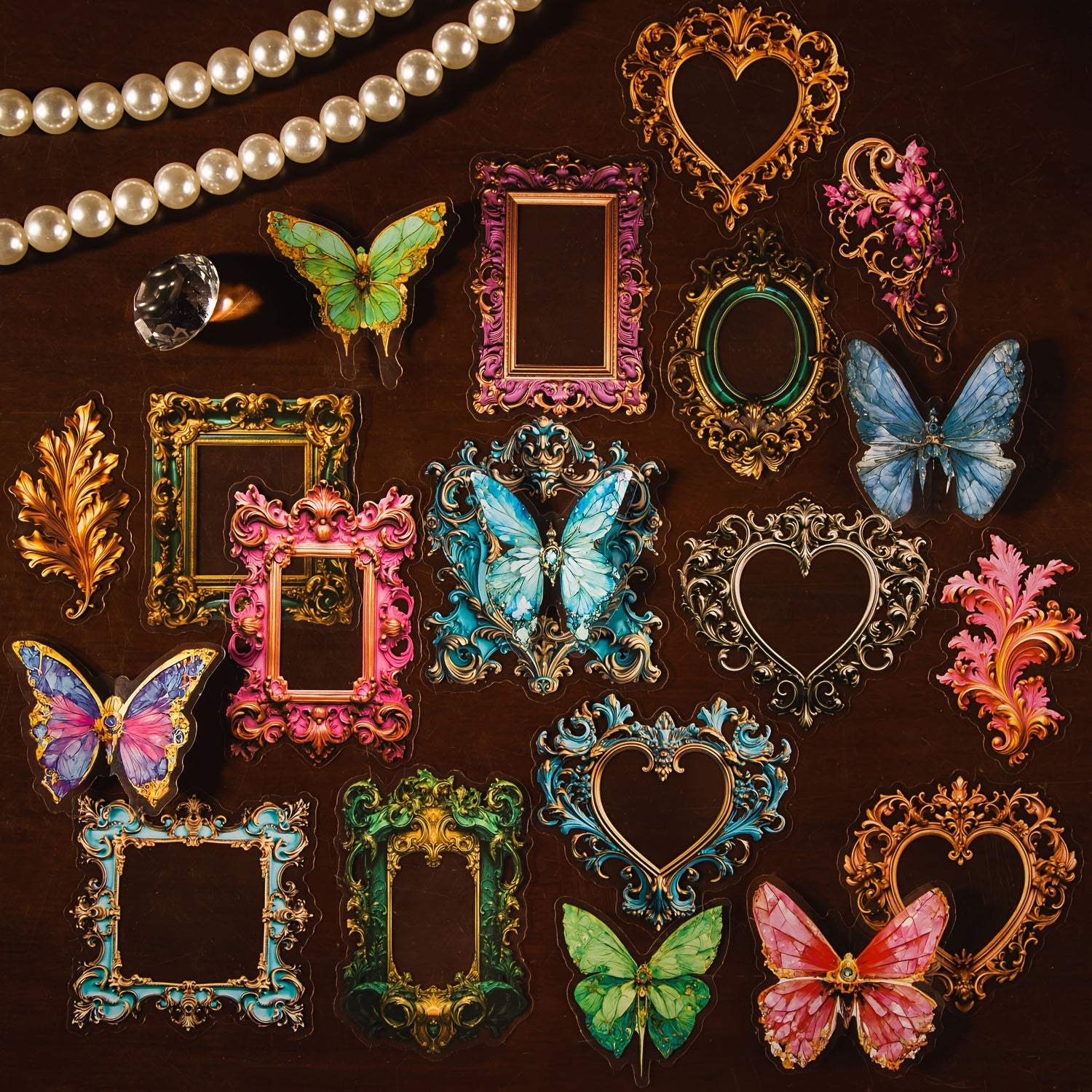 30pcs Dreamy Baroque Border Butterfly Stickers DIY Decor