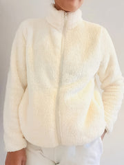 Soft Fleece Sports Jacket Mock Neck Warm Coat Women's Activewear
