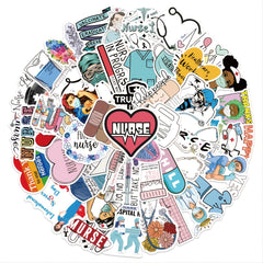 50 Nurse Themed Doodle Stickers for Laptops and More