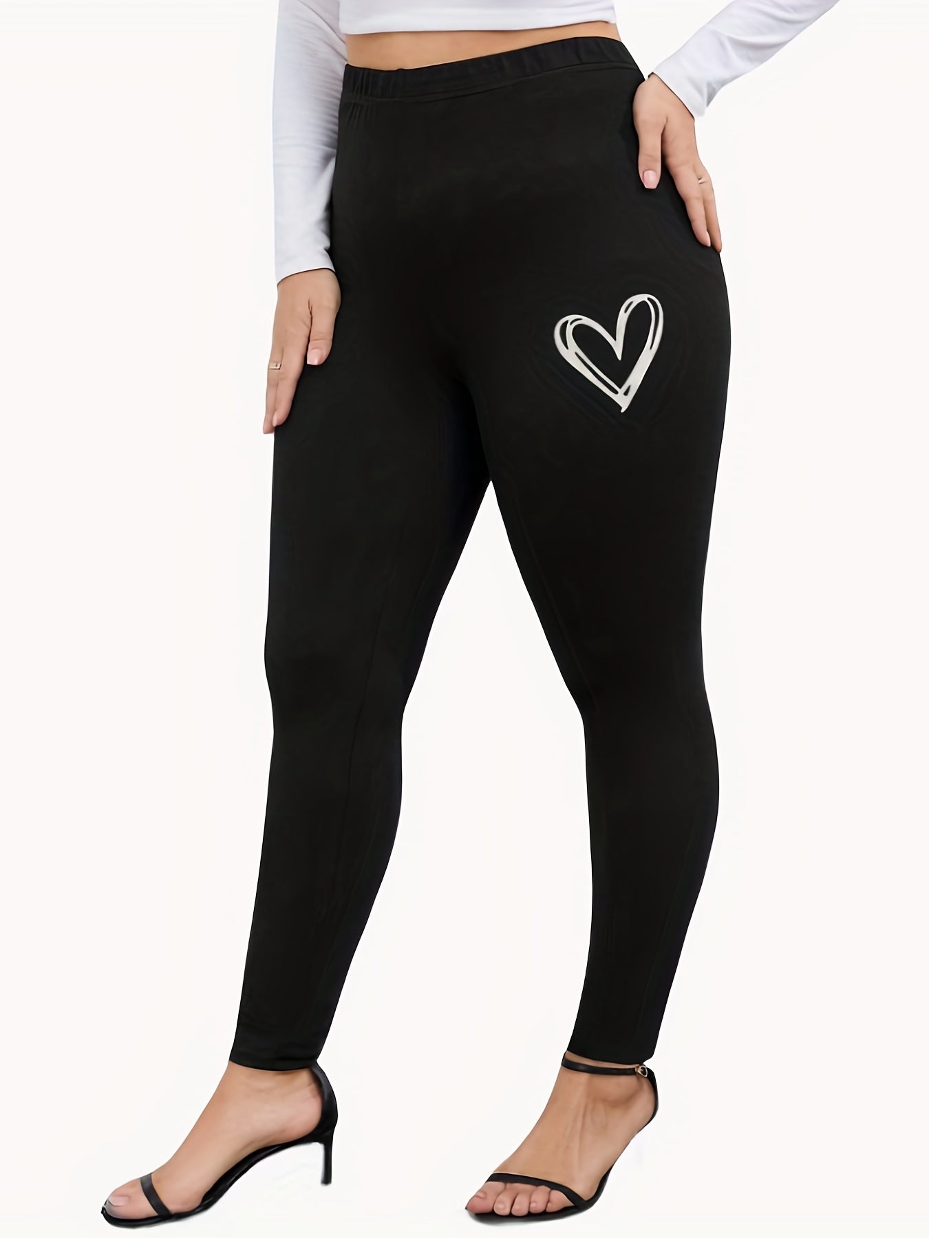 Heart Print Yoga Pants Medium Stretch Leggings