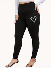 Heart Print Yoga Pants Medium Stretch Leggings