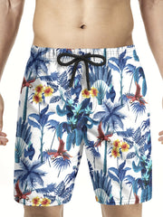 Animal Print Quick Dry Drawstring Men's Swim Trunks