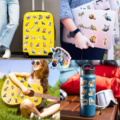100pcs African Animal Stickers Watercolor Decals for Bottles Laptops Phones