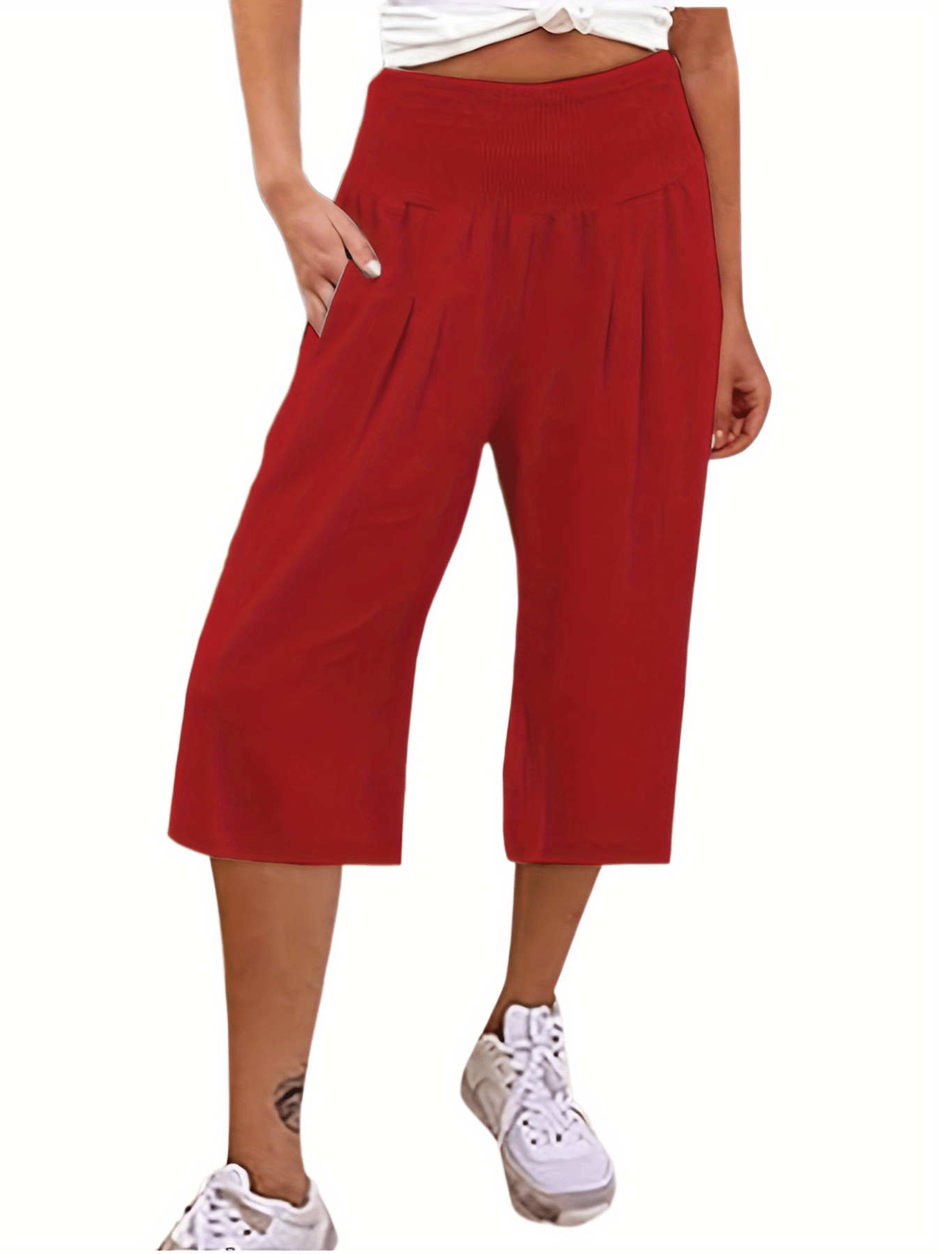 Casual Loose Wide Leg Capris Pants for Women