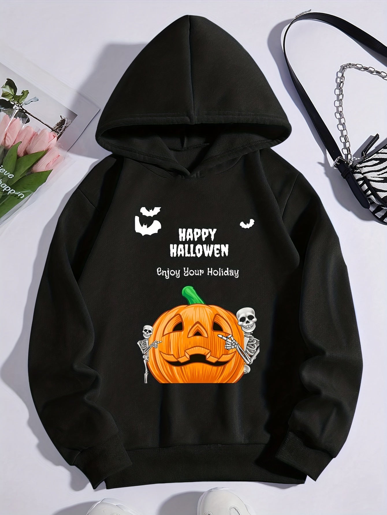 Girls' Pumpkin Graphic Long Sleeve Sweatshirt Hoodie