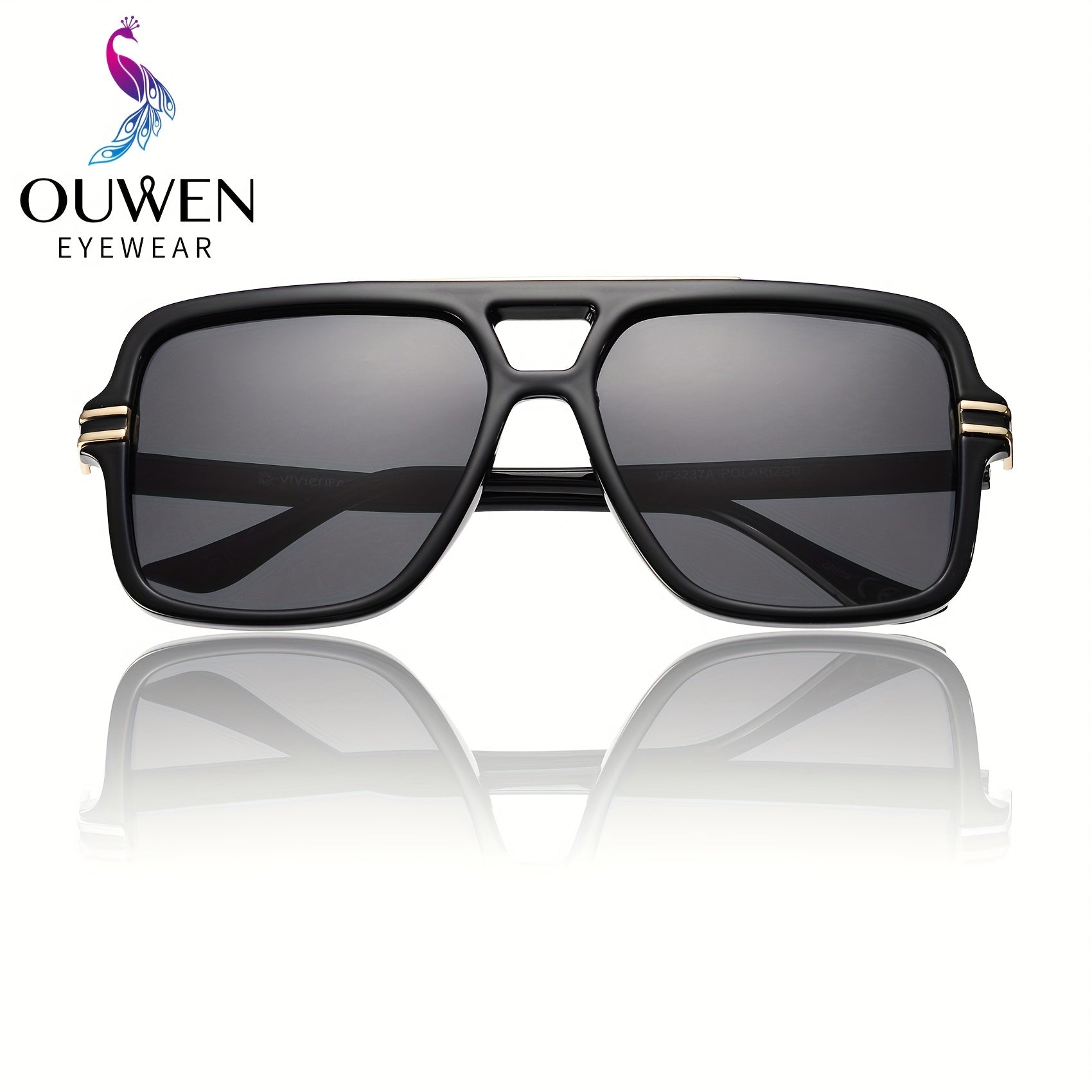 OUWEN Retro Oversized Square Pilot Polarized Men's Sunglasses