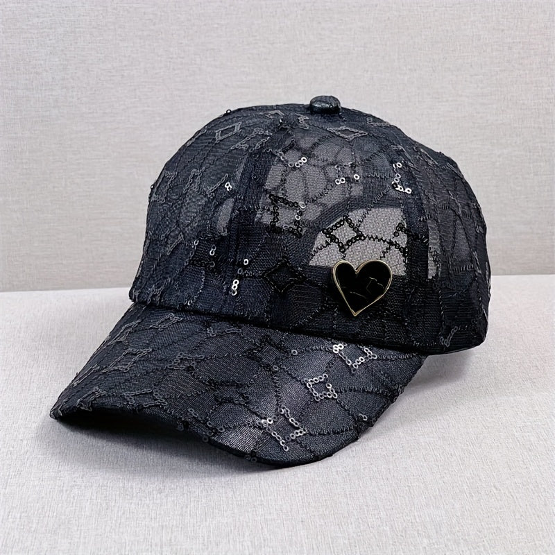 Mesh Breathable Sequin Baseball Cap Thin Sun Hat Lightweight Adjustable Dad Hats