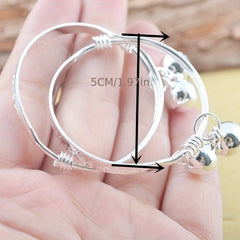 Letter Print Copper Baby Bell Bangle for Toddler Girls Children