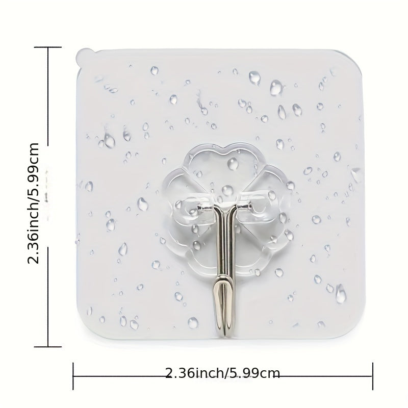 5 Transparent Reusable Wall Hooks Waterproof Adhesive Strong Seamless Paste