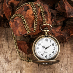Bronze Skull Pocket Watch Vintage Quartz Movement Halloween Gift