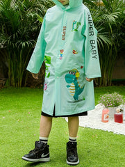 Girls Boys PVC Sun Protection Dino Print Rainbow Poncho Outdoor Gift