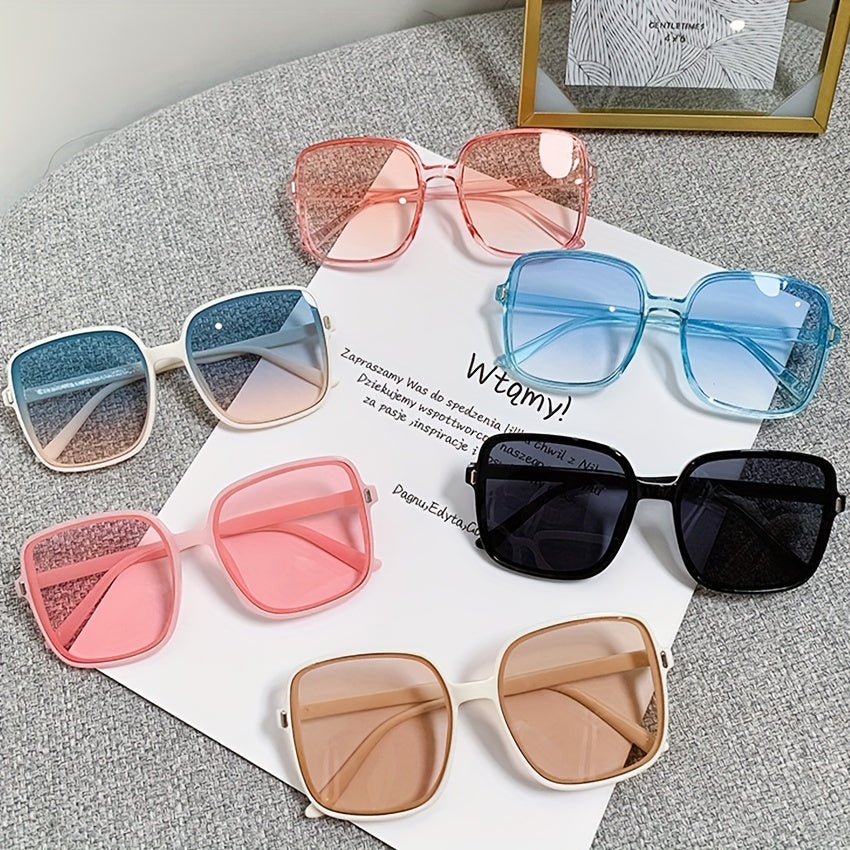 Oversized Ombre Lens Sunglasses Men Women Block Square Frame Glasses UV400