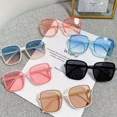 Oversized Ombre Lens Sunglasses Men Women Block Square Frame Glasses UV400