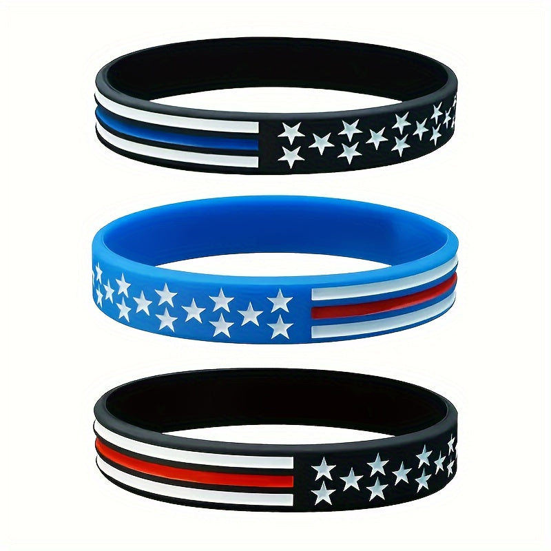 Silicone American Flag Wristband Bracelet Patriotic