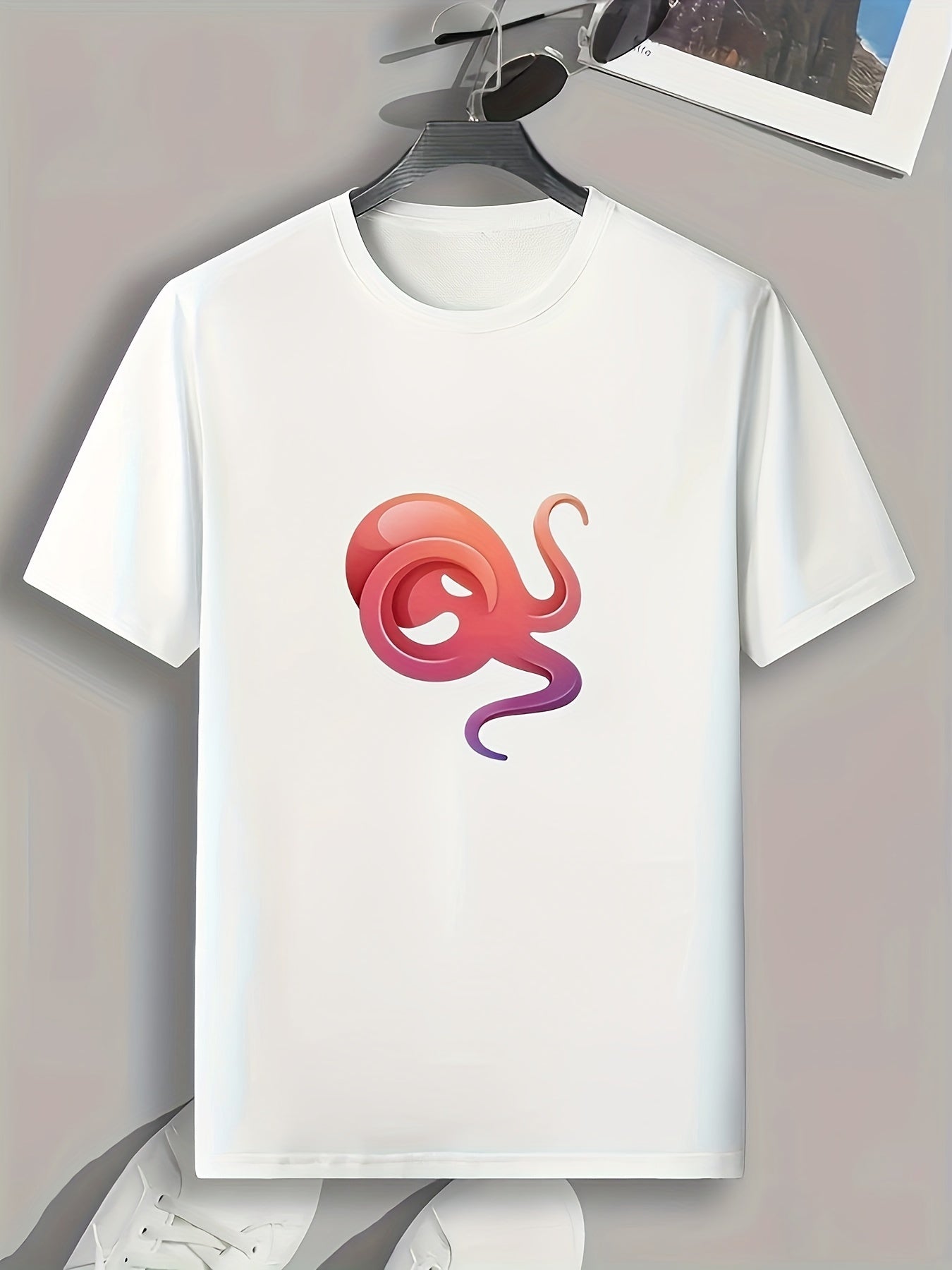 Cartoon Print Men's Graphic Tee for Summer