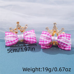 Kids Double-sided Bow Crown Hair Clip Rhinestone Grab Clip