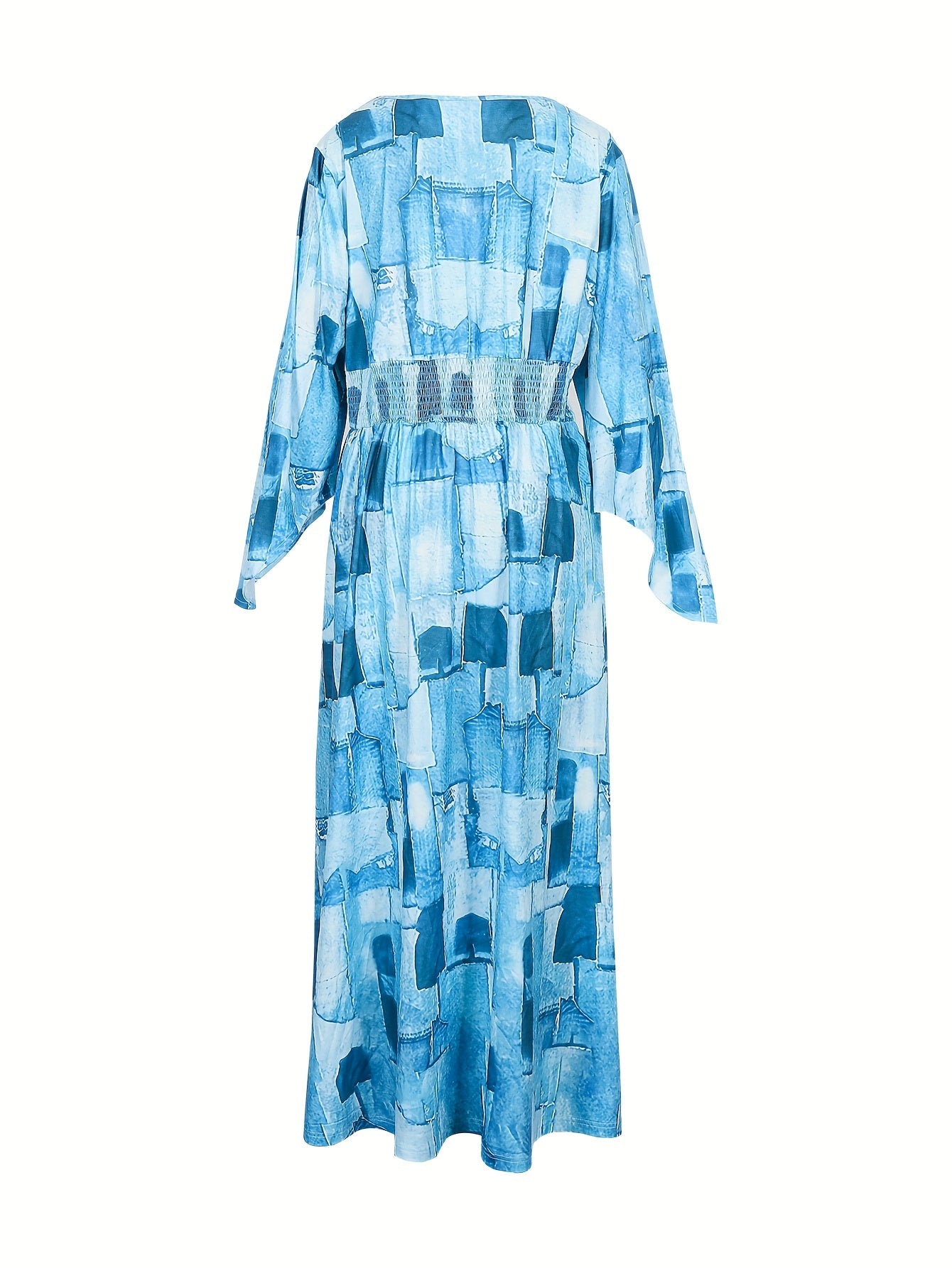 Chain Print Bell Sleeve Maxi Dress
