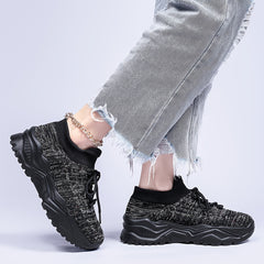 Women's Chunky Lace-up Sneakers for Outdoor Running