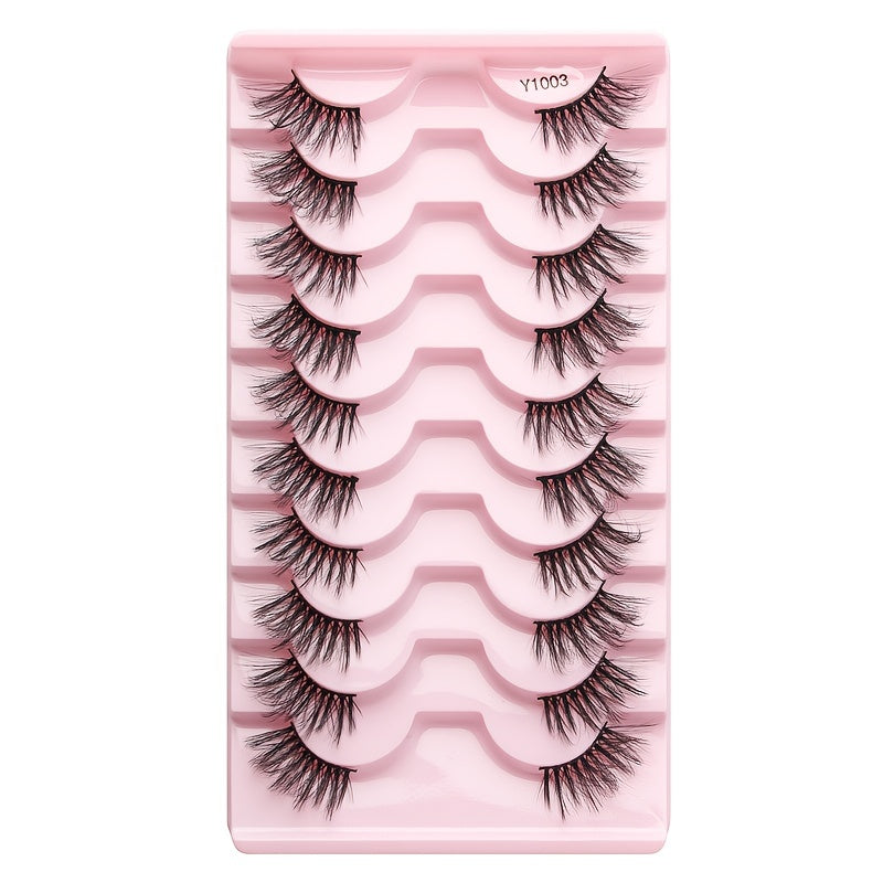 10 Pairs Half Lashes Clear Band Eye Elongated Eyelashes Natural Volume Thick