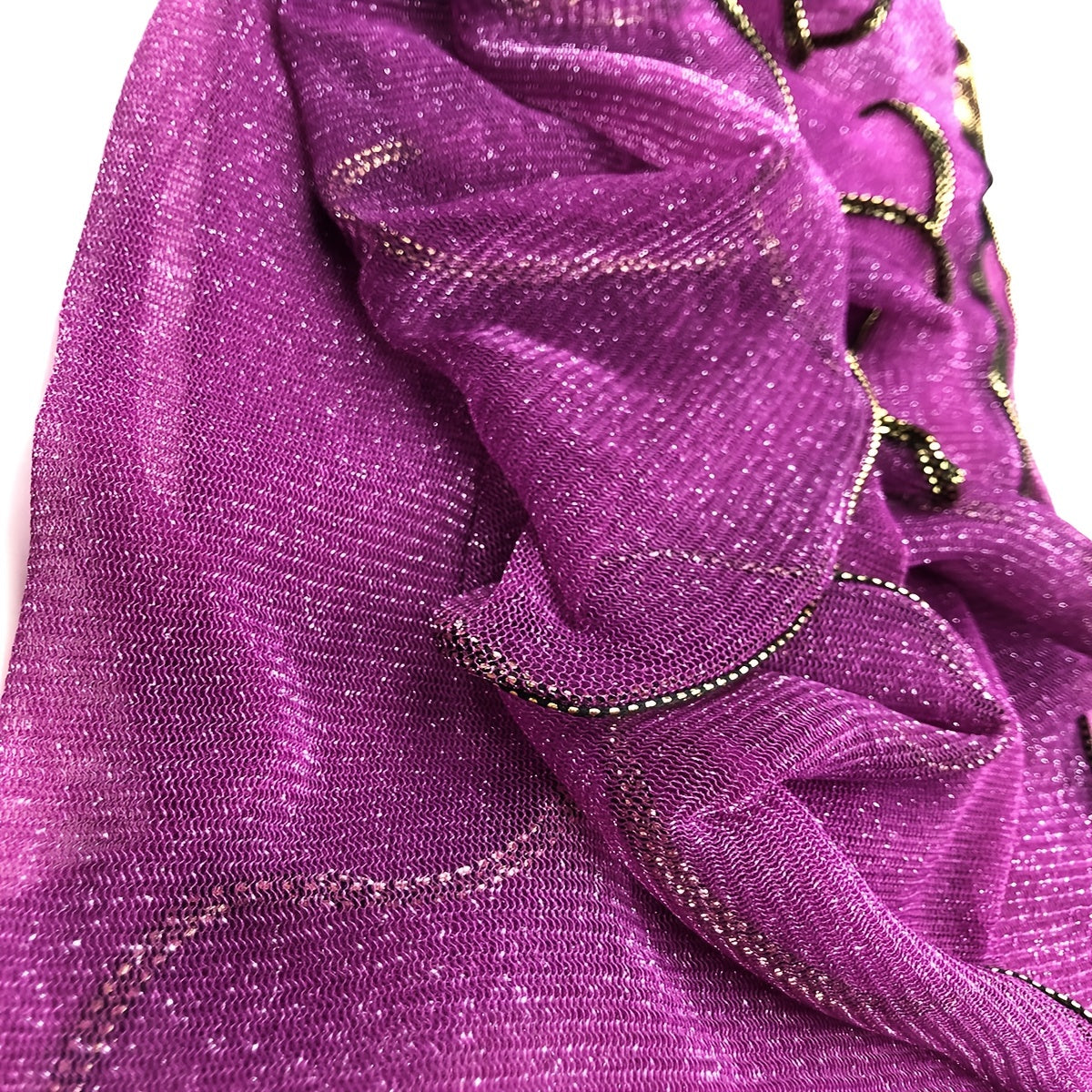 Purple Sparkling Lace Thin Scarf Vintage Breathable Shawl Women Head Wrap Turban