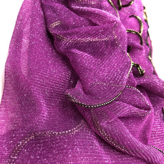 Purple Sparkling Lace Thin Scarf Vintage Breathable Shawl Women Head Wrap Turban