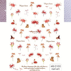Elegant Floral Saffron Nail Art Stickers