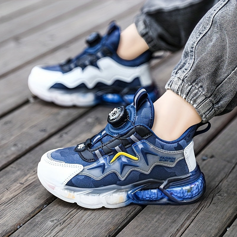 Boy's Rotating Buckle Basketball Shoes Non Slip Sneakers